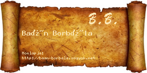 Baán Borbála névjegykártya
